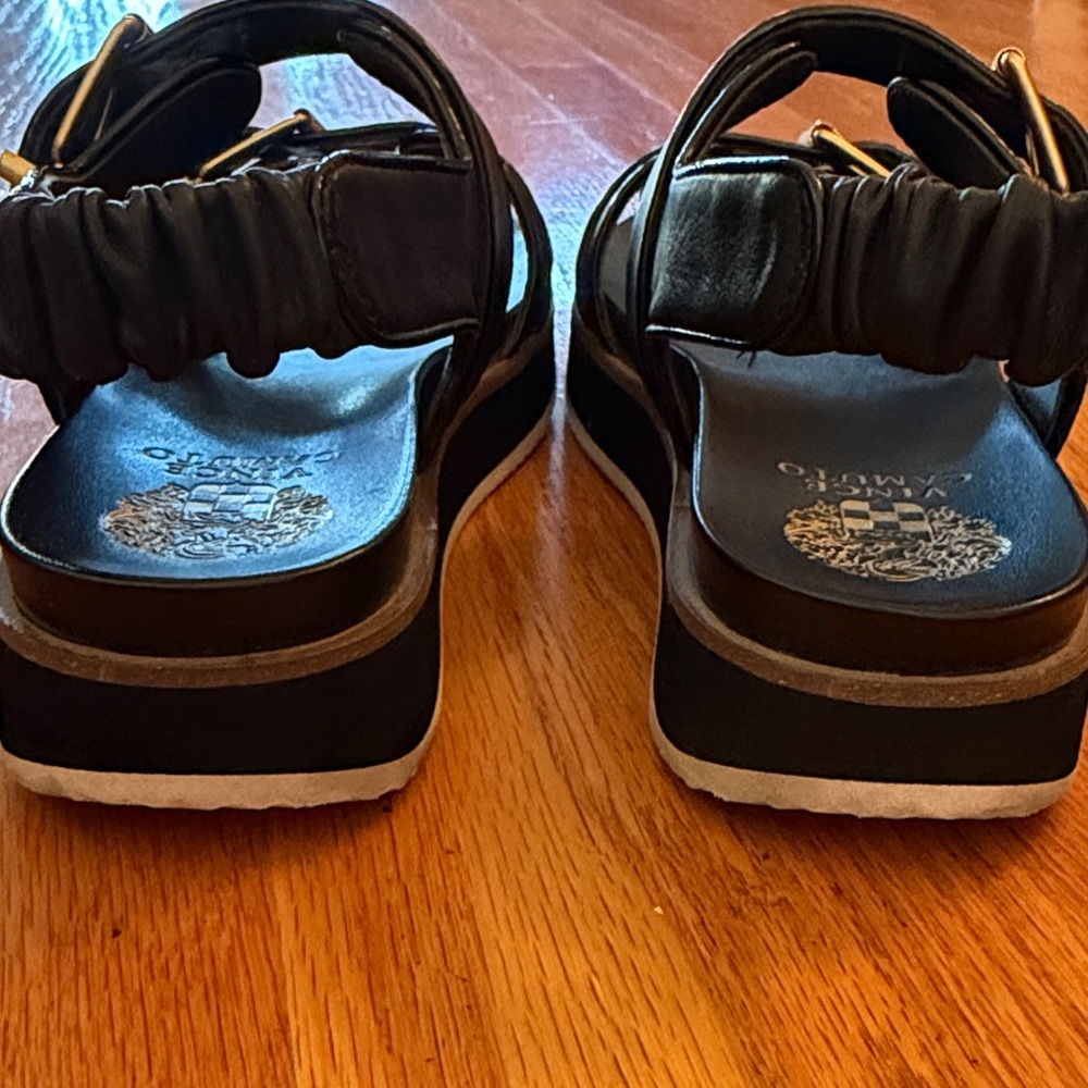 Vince Camuto Anivay Black Sandals with Gold Buckles - Picture 5 of 10